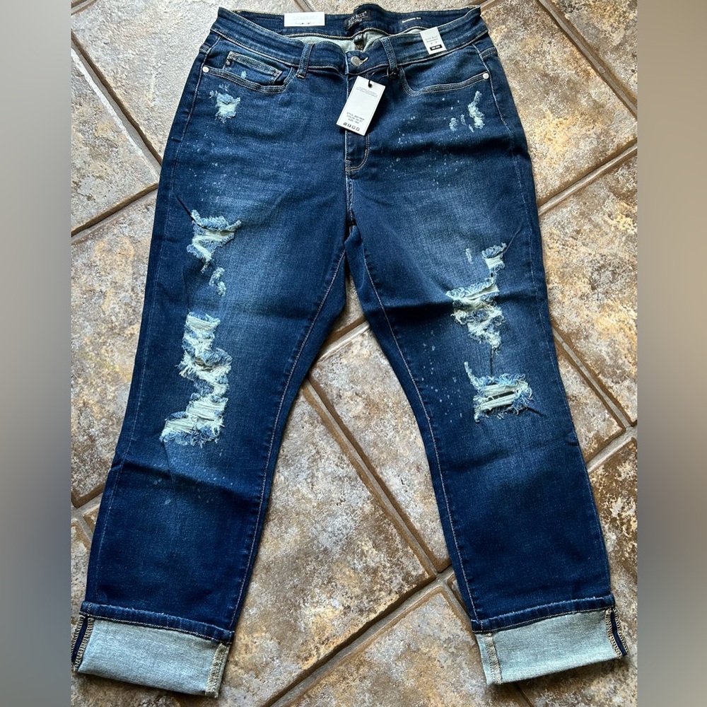 Judy Blue Boyfriend Jeans Blue Distressed Relaxed Fit